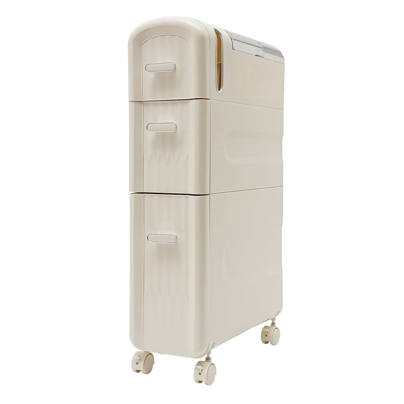 خزانة تخزين أرضية الحمام مع أدراج وعجلات شفافة، خزانة تخزين بلاستيكية ضيقة رفيعة مقاس 7 بوصات مع أدراج، قائمة بذاتها