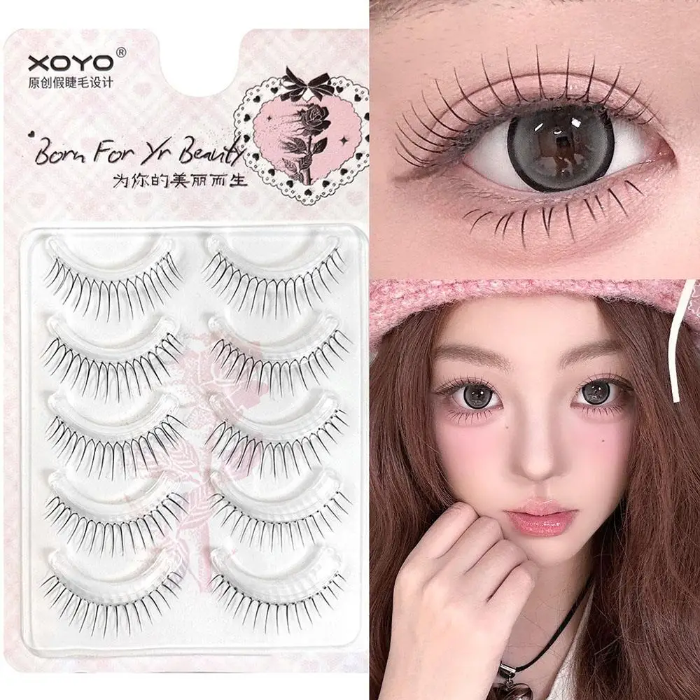 5 paires de faux cils Extension de cils cils croisés naturels en forme de U grappe de cils Dense maquillage des yeux cils cosmétiques réutilisables