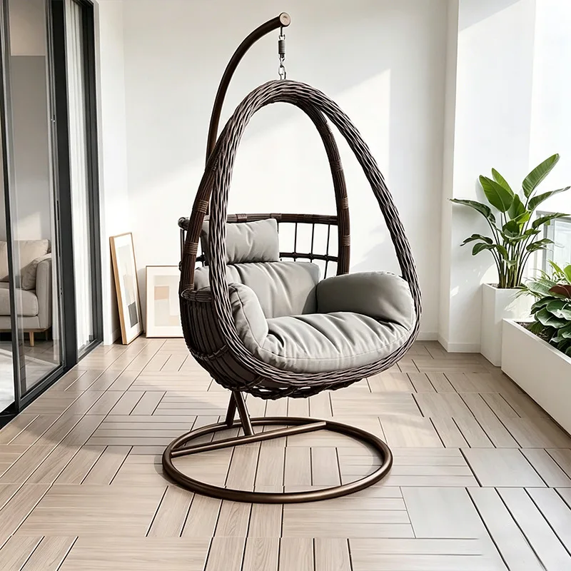 Simple single hanging basket rattan outdoor balcony hanging chair courtyard leisure bird's nest indoor swing cradle rattan chair