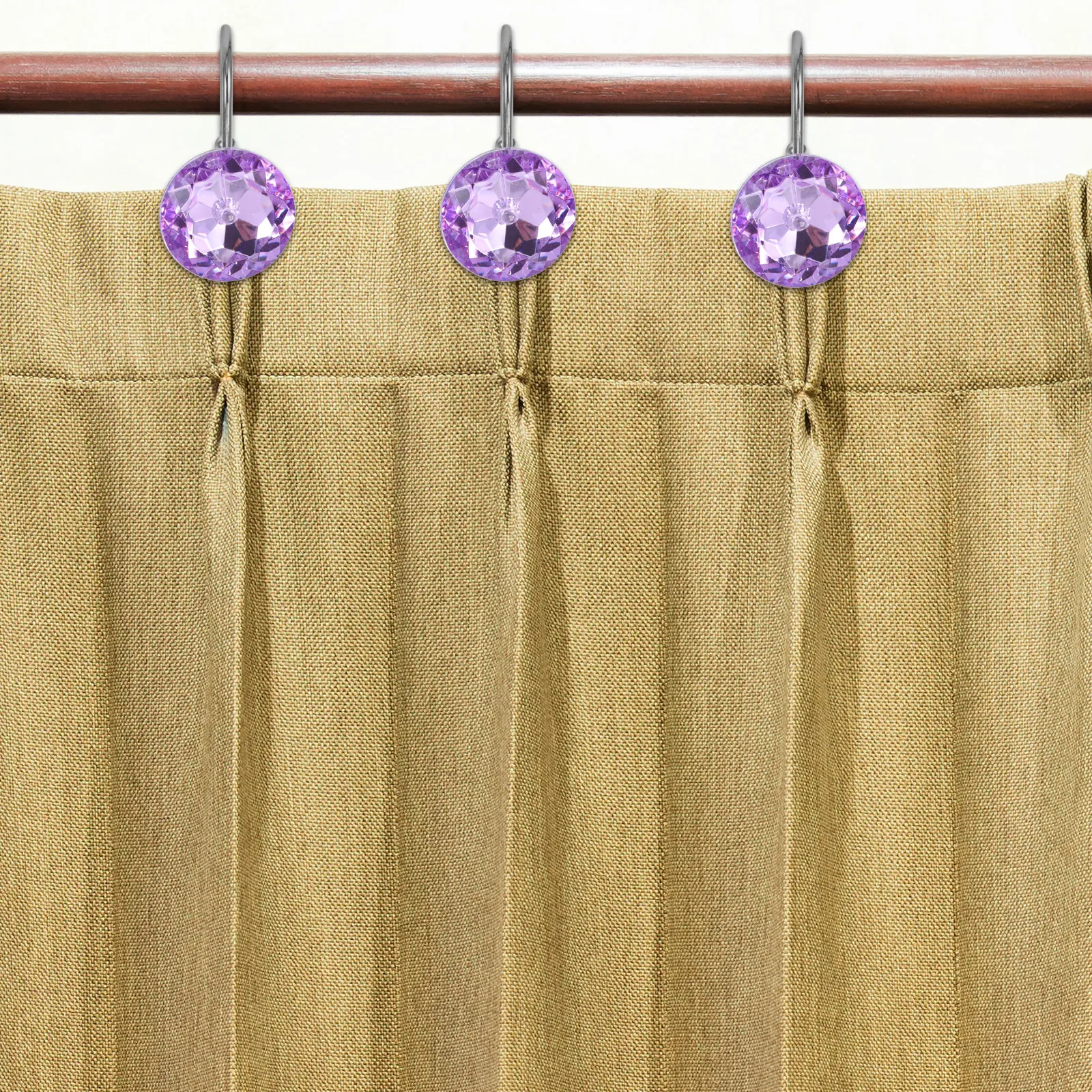 12Pcs Shower Curtain Hooks Thick Metal Acrylic Rings Easy Slide on Rods Universal Fit for Heavy Lightweight Curtains Decorative