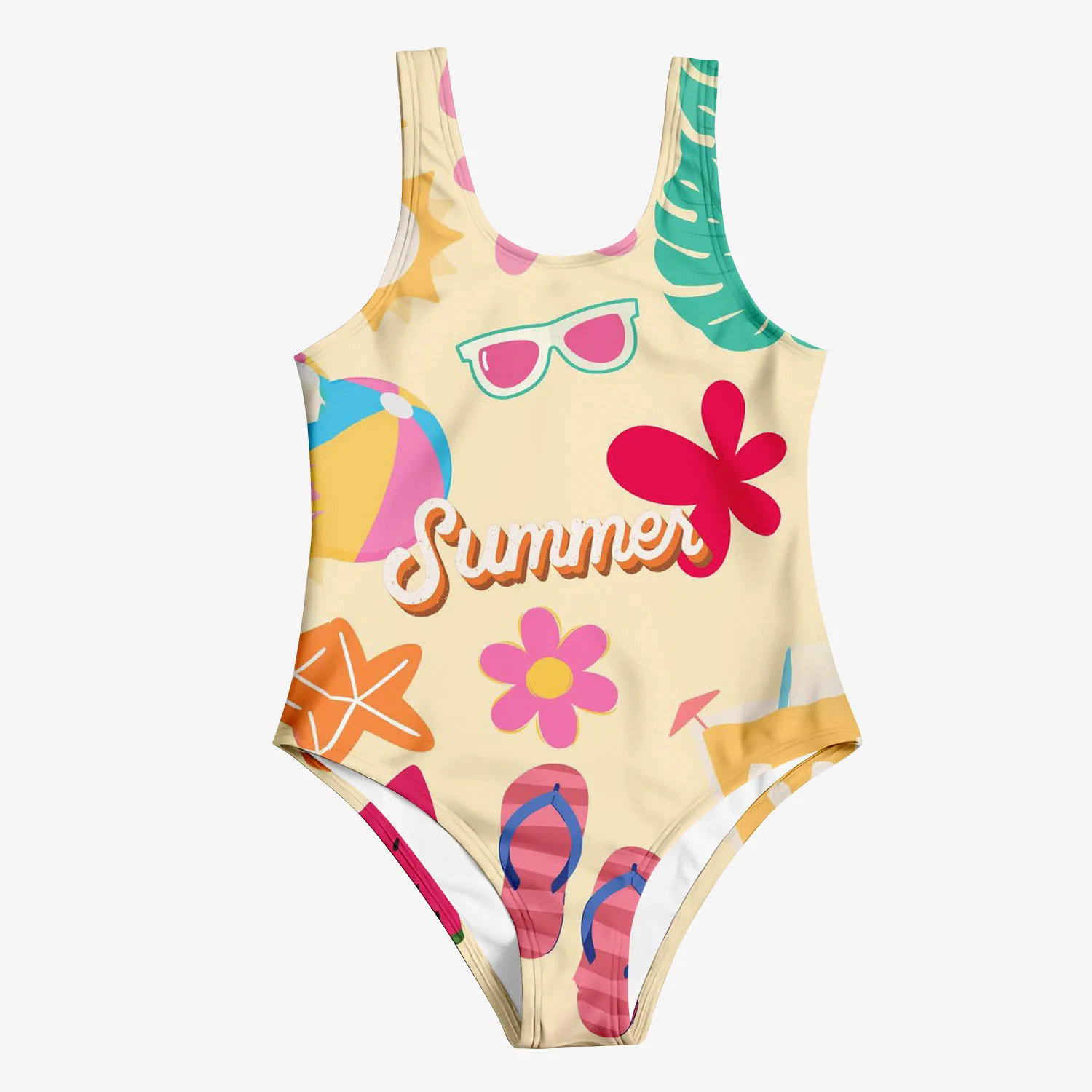 MINISO's New Fashionable Children's Swimsuit Cute 3D Printed Girl's Swimsuit Cartoon Trendy Beach Party Vacation Comfortable