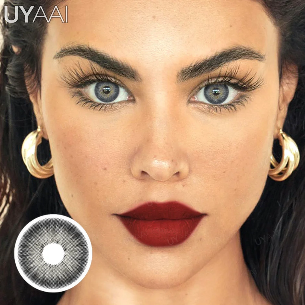 UYAAI 1 Paar farbige Kontaktlinsen für die Augen, natürliche braune Linsen, Schönheitslinsen, graue Linsen, Augenkontaktlinsen für Frauen, hochwertige Linsen – Detail 20