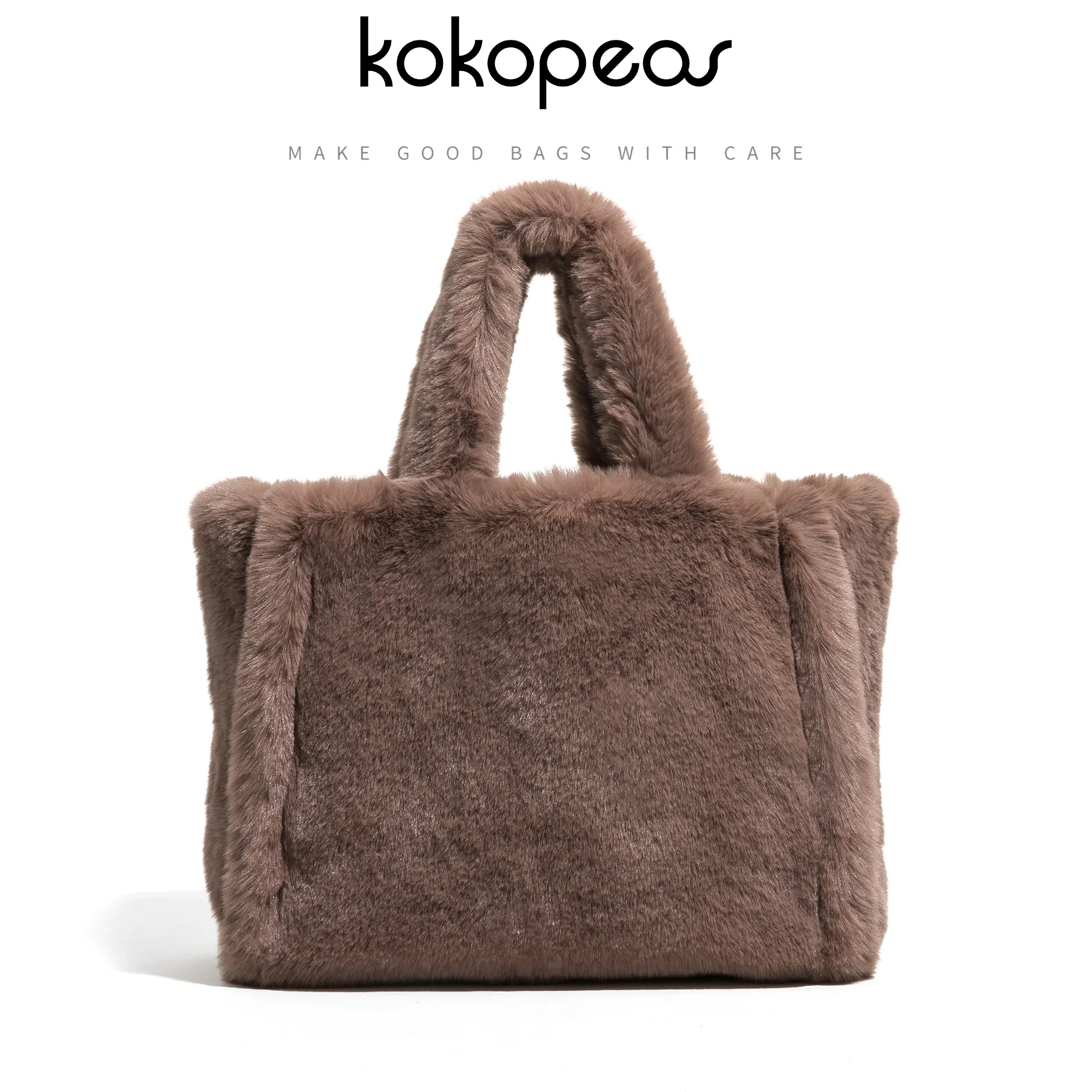 kokopeas-fluffy-faxu-fur-stylish-simple-large-capacity-shopping-purse-cute-dopamine-color-winter-ladies-commuter-tote-handbag