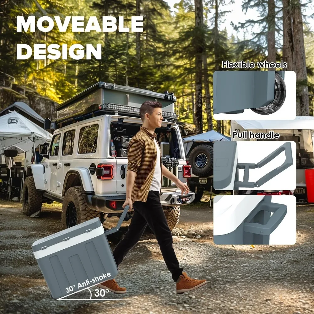 مبرد كهربائي محمول 12 فولت 48 كيو تي/45 لتر مع عجلات ومقبض، مثالي للسفر والتخييم #3