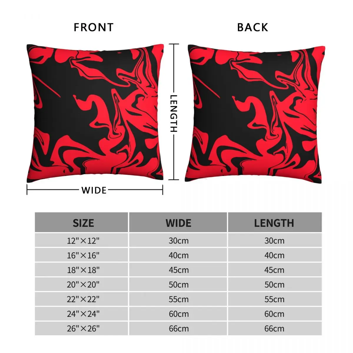 Red X Black Liquid Pillowcase Soft Polyester Cushion Cover Decor Aesthetic Minimalist Pillow Case Cover Sofa Square 40*40cm