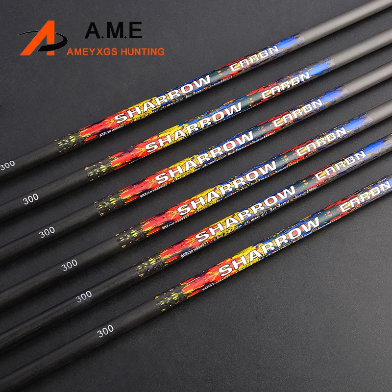 

6/12pcs 31" Arrow Shaft Archery Pure Carbon Arrow ID6.2mm Spine 250/300/350/400/500/600 Recurve Compound Bow Hunting Shooting