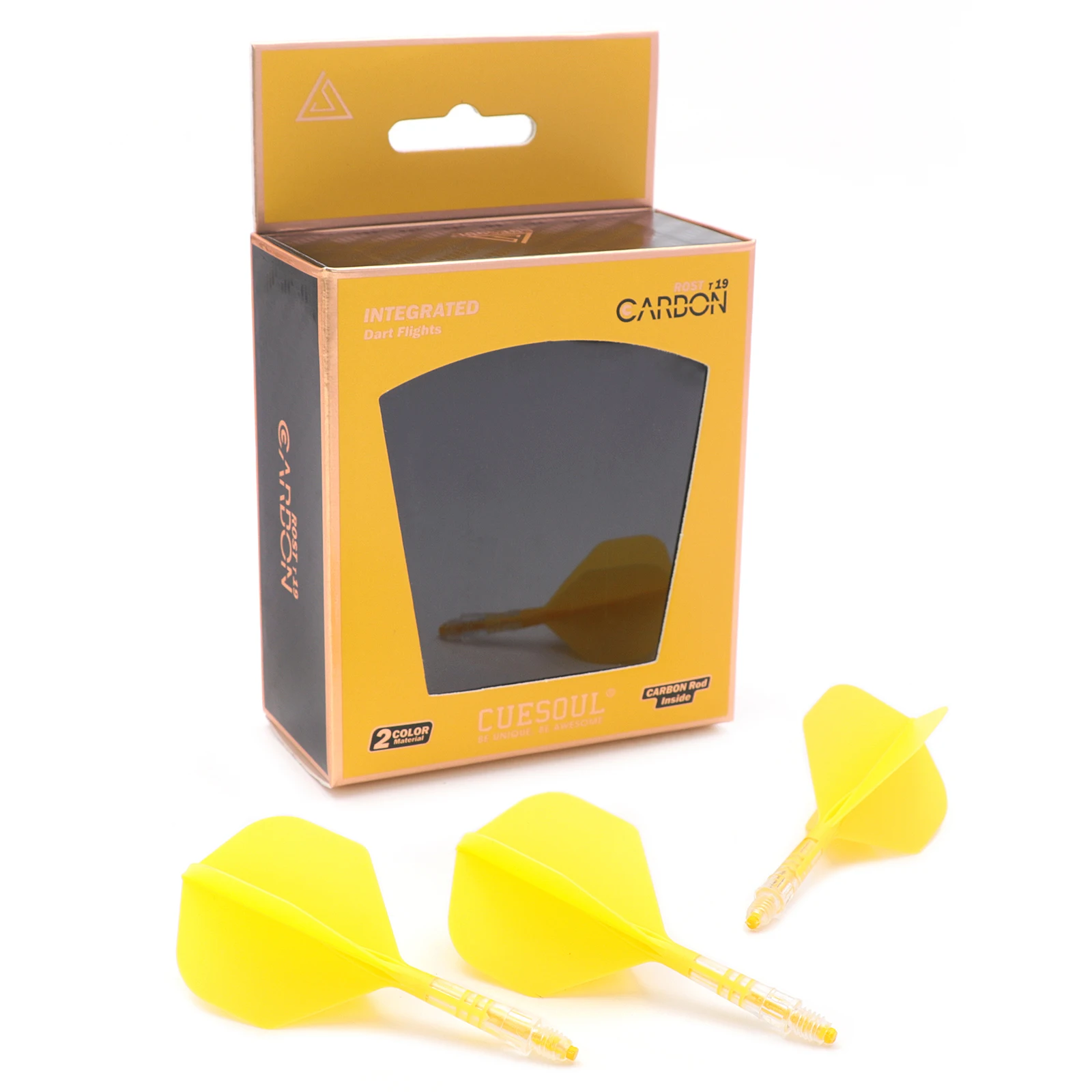 

CUESOUL ROST T19 Carbon Integrated Dart Shaft and Flight Standard Shape-Yellow Flight with Yellow Shaft