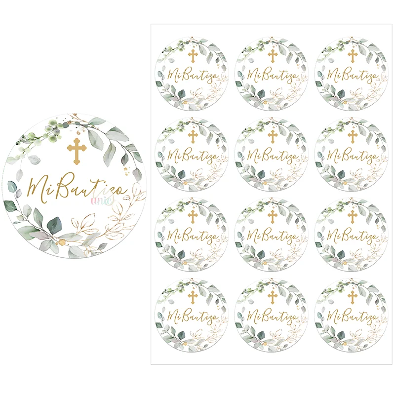 Mi Bautizo Baptism Decor Stickers Labels Boy Girl Christening Baby Shower Self-adhesive Sticker Packing Decor 3.5cm/4.5cm