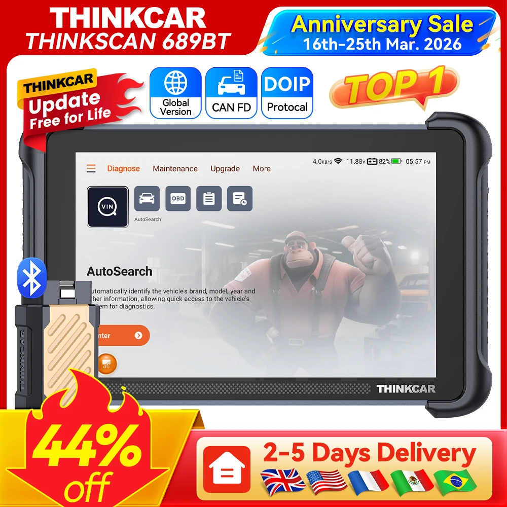 

Пожизненно бесплатные обновления THINKCAR THINKSCAN 689BT OBD2 Диагностика всех систем, кодирование ЭБУ, двунаправленная связь CANFD DOIP, 4+64 ГБ