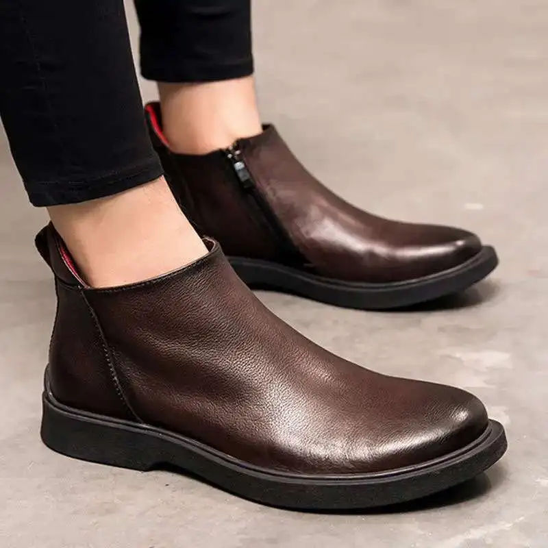 

Мужские ботинки из натуральной кожи, классические ботильоны, весенне-осенние деловые короткие ботинки, мужские повседневные ботинки, свадебные ботинки жениха ﻿