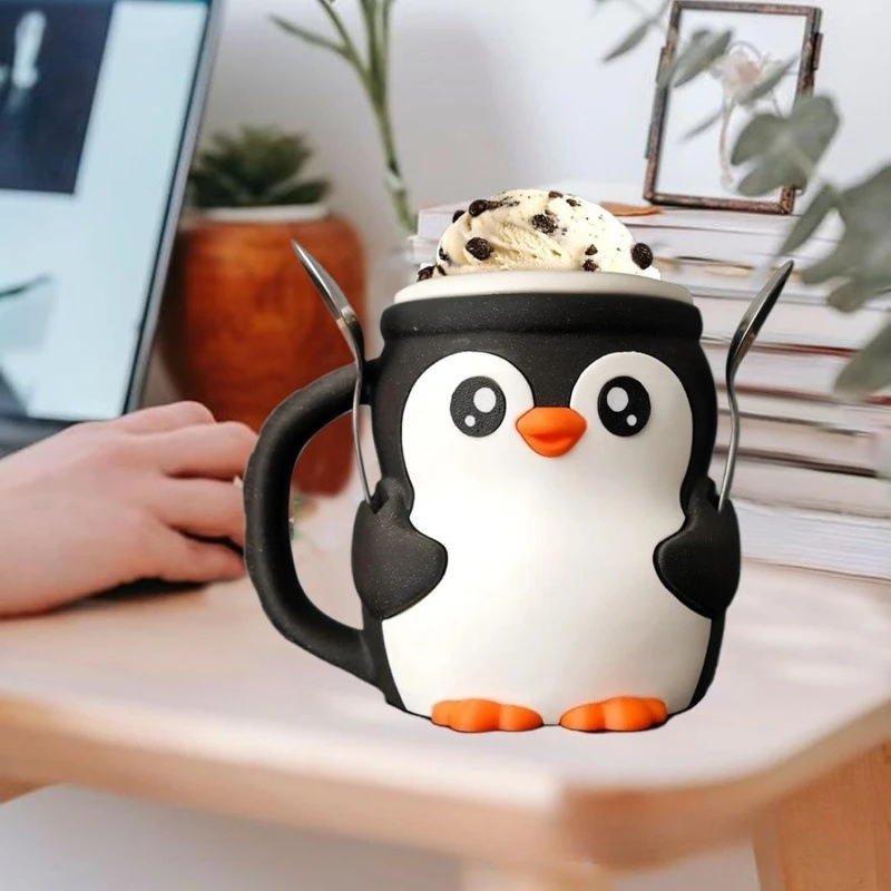 

Cute Penguin Shaped Stand for Ice Cream Parlors, Home & Parties, Anti-Slip Dessert Holder