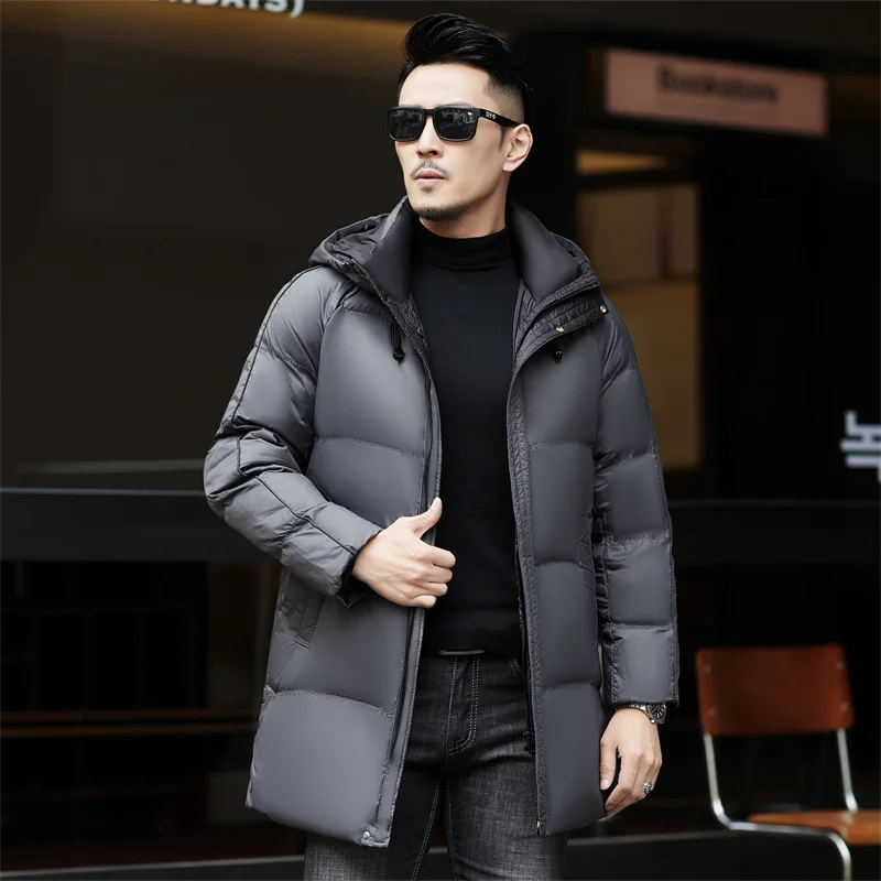 2024 new arrival winter hooded jacket 90% white duck down jackets men,mens fashion thicken warm parkas trench coat size M-5XL