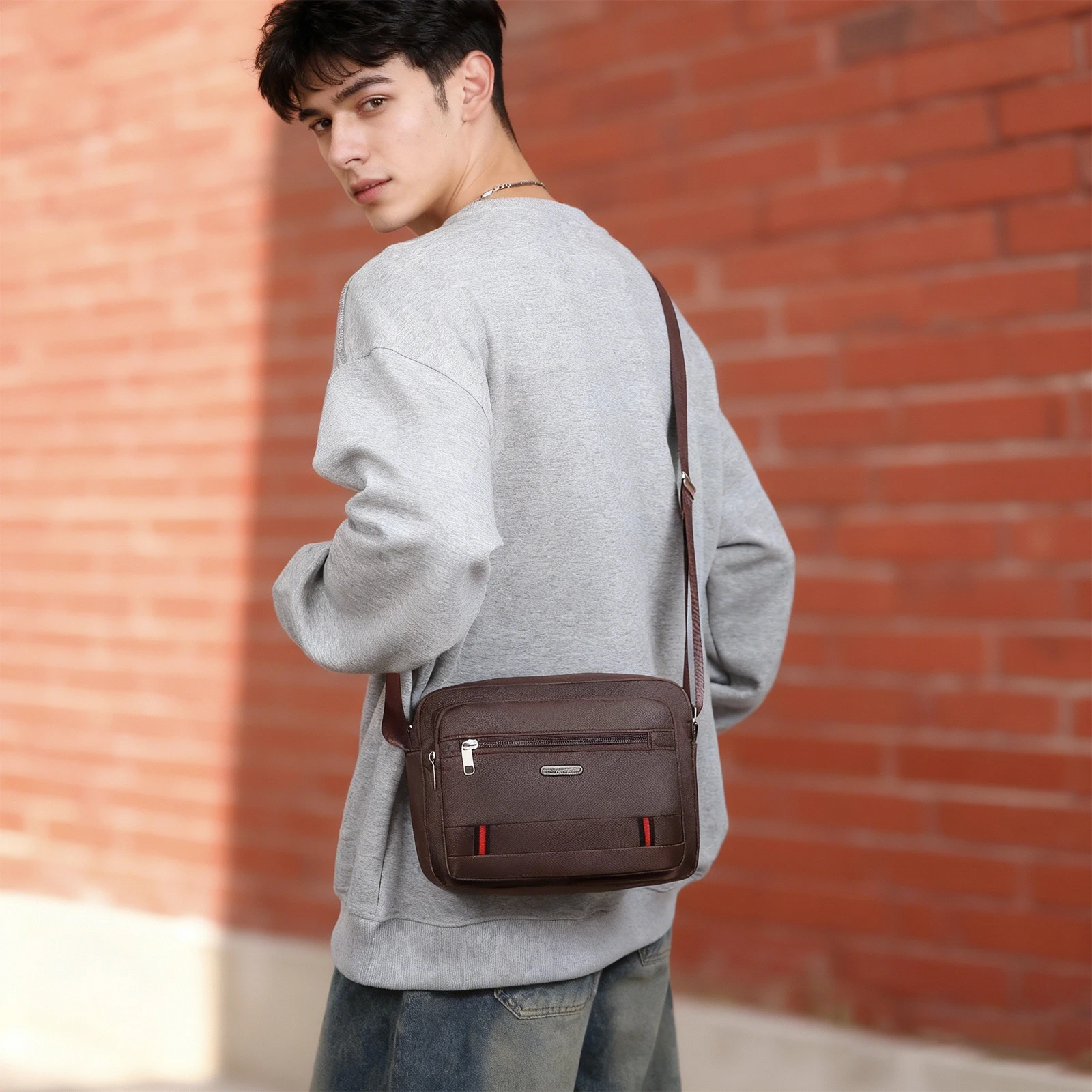 Lightweight Crossbody Sling Bag for Men 7.9” Tablet Travel Satchel Shoulder Side Bag Casual Chest Pack Hiking Camping Work