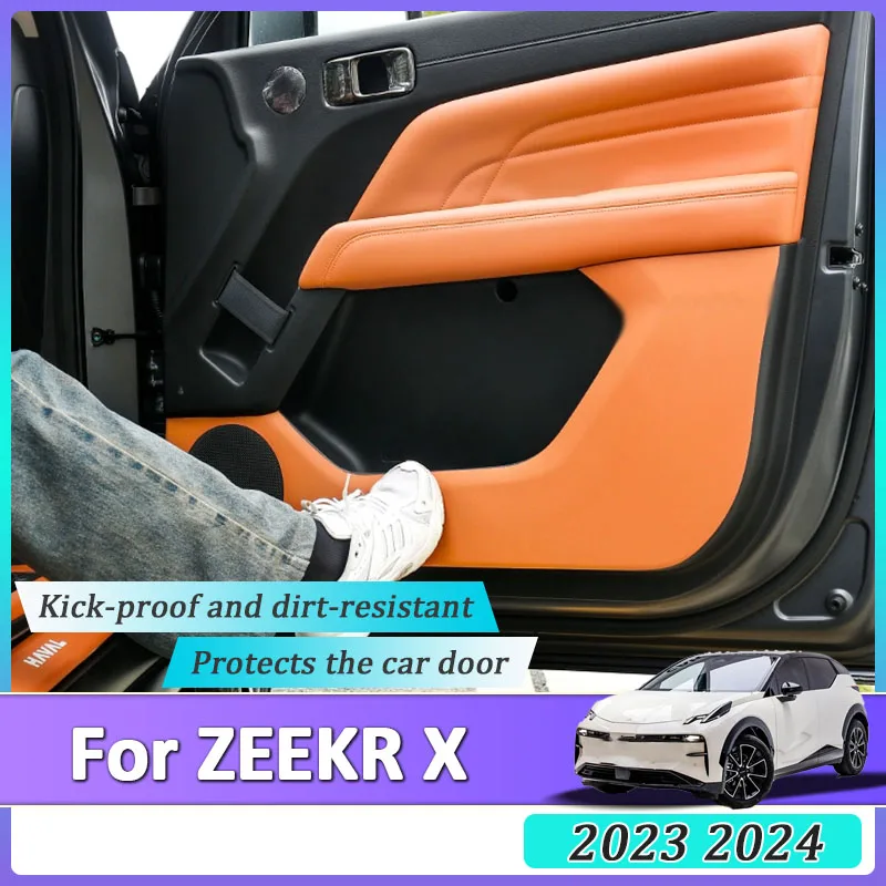 

Для ZEEKR X 2023 2024, автомобильные защитные наклейки на дверь из искусственной кожи, пленка от царапин, грязевой коврик, чехол, аксессуары для интерьера