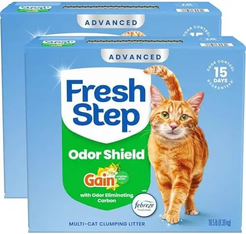

Fresh Step Clumping Cat Litter with Febreze, Gain Scent, 18.5 lb x 2
