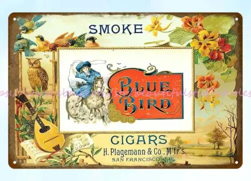 brew pub parts wall decor Blue Bird Cigars metal tin sign