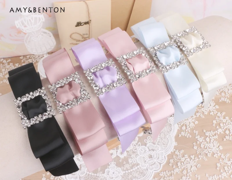 Handmade Sweet Mine Series Big Bow Rhinestone Buckle Hairband Japanese Cute All-Match Lolita Hair Accessories Rojita Hair Bow