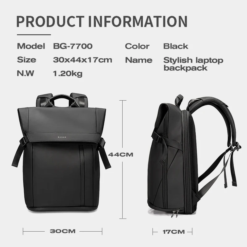 BANGE 15.6-inch laptop Men\'s business backpack waterproof multi compartment travel bag Black backpack suitable for men and women