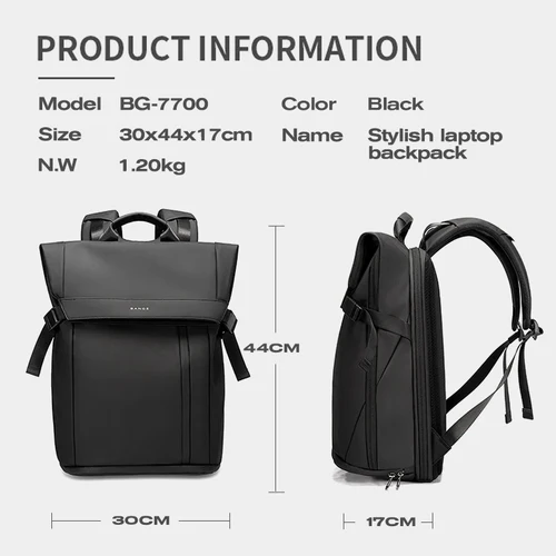 Imagen 2 del producto BANGE Mochila de negocios para ordenador portátil de 15,6 pulgadas, bolsa de viaje impermeable con múltiples compartimentos, mochila negra adecuada para hombres y mujeres