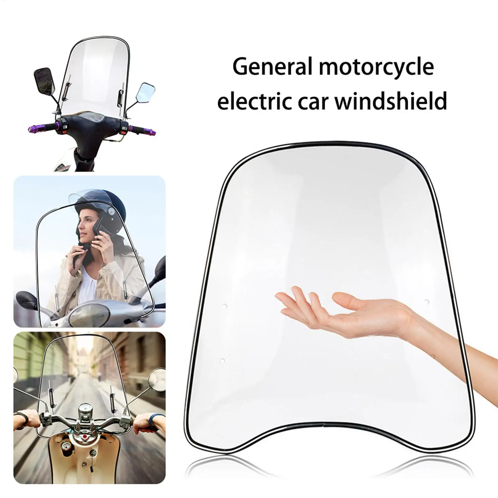 Universelle PC-Motorrad-Windschutzscheibe Große Windschutzscheibe Winddicht Sandschutz-Dämpfer Motorradzubehör für Motorräder