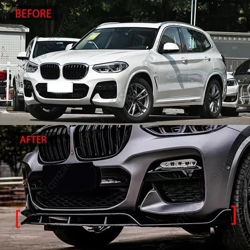 For BMW X3 G01 & X4 G02 M40i M40d M-Pack M-Sport 2017-2021 4Pcs Front Bumper Splitter Lip Diffuser Spoiler Black Guard Cover Kit