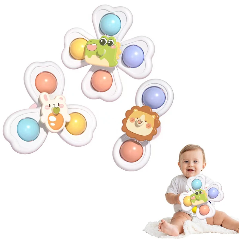 Suction Cup Spinner Toys for 1 2 Year Baby Bath Toys Fidget Spinning Toys Game Educational Sensory Toys for Toddlers 1-3Y Gift