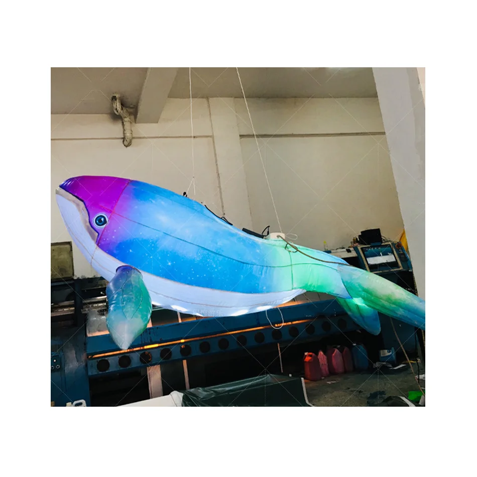 

Ocean Hanging Led Lighting Inflatable Whale Fish Model Inflatable Dolphin for Decoration