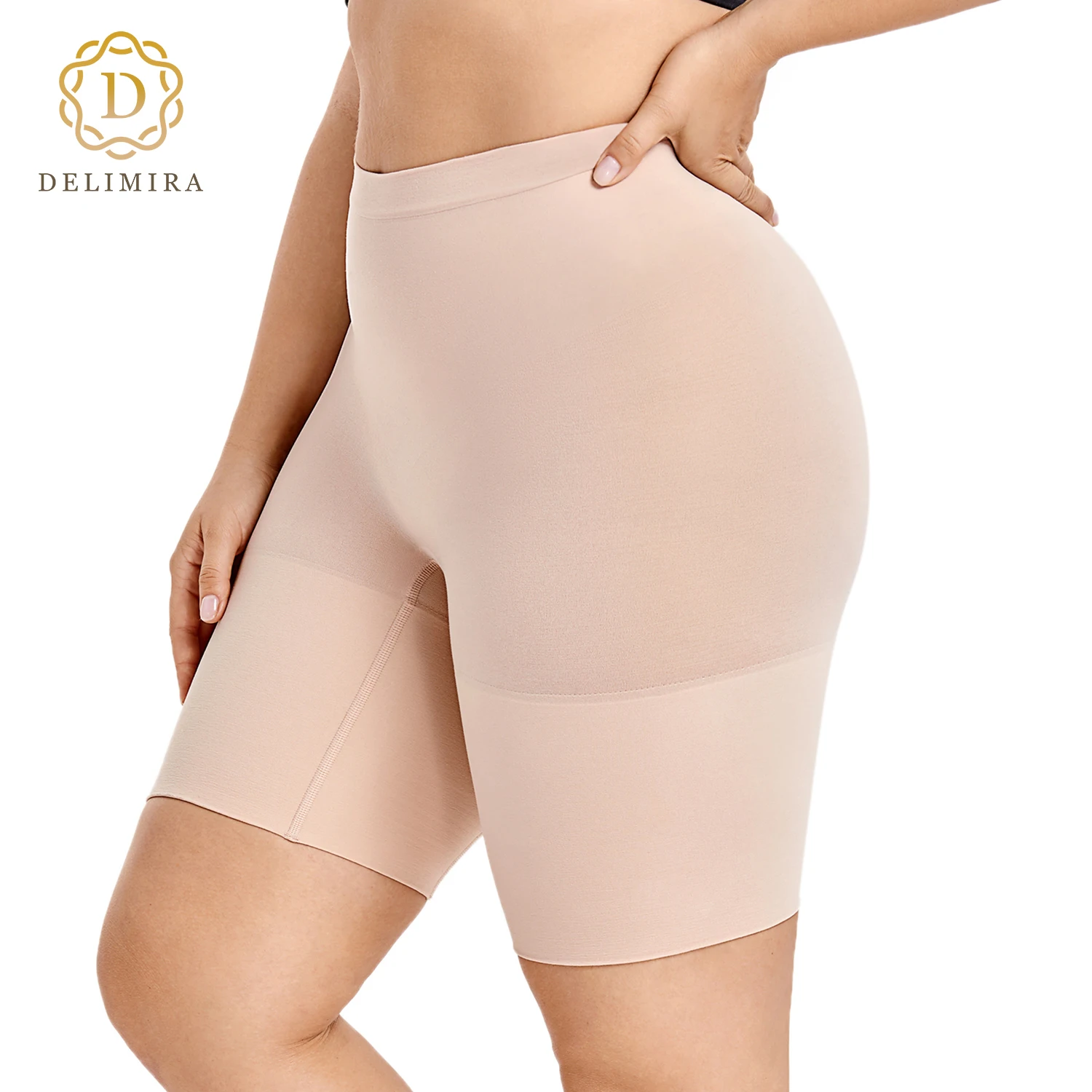 DELIMIRA Women\'s Plus Size Tummy Control Shapewear Panties Thigh Slimmer Shorts Body Shaper