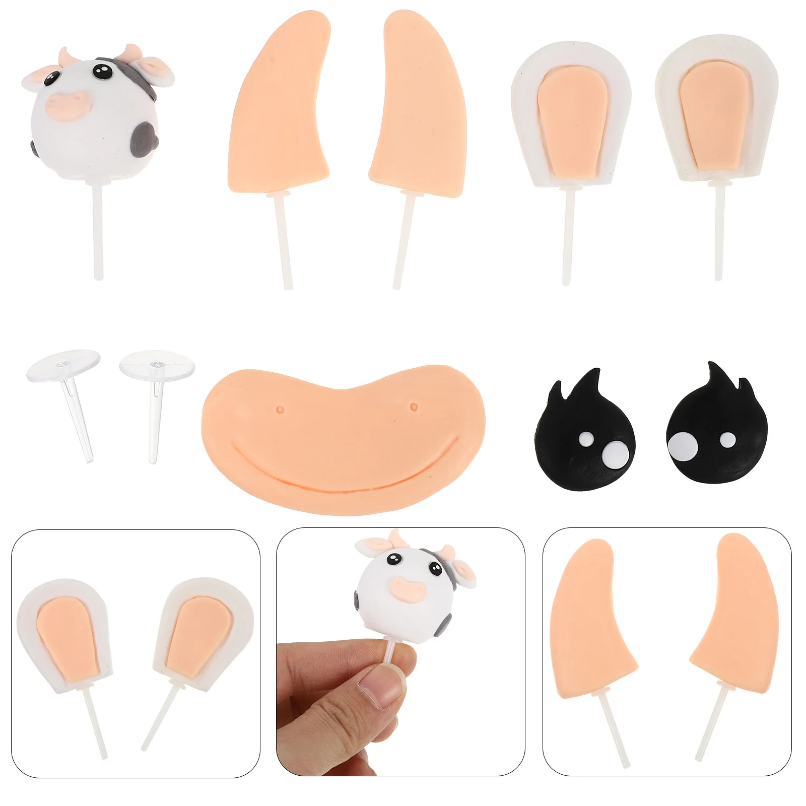 ชุดตกแต่งเค้กวัวน่ารัก 1 ชุด ทำจากดินเหนียวคุณภาพสูง ทนทาน เหมาะสำหรับตกแต่งเค้กวันเกิด งานเลี้ยงฉลองทารก และของหวาน