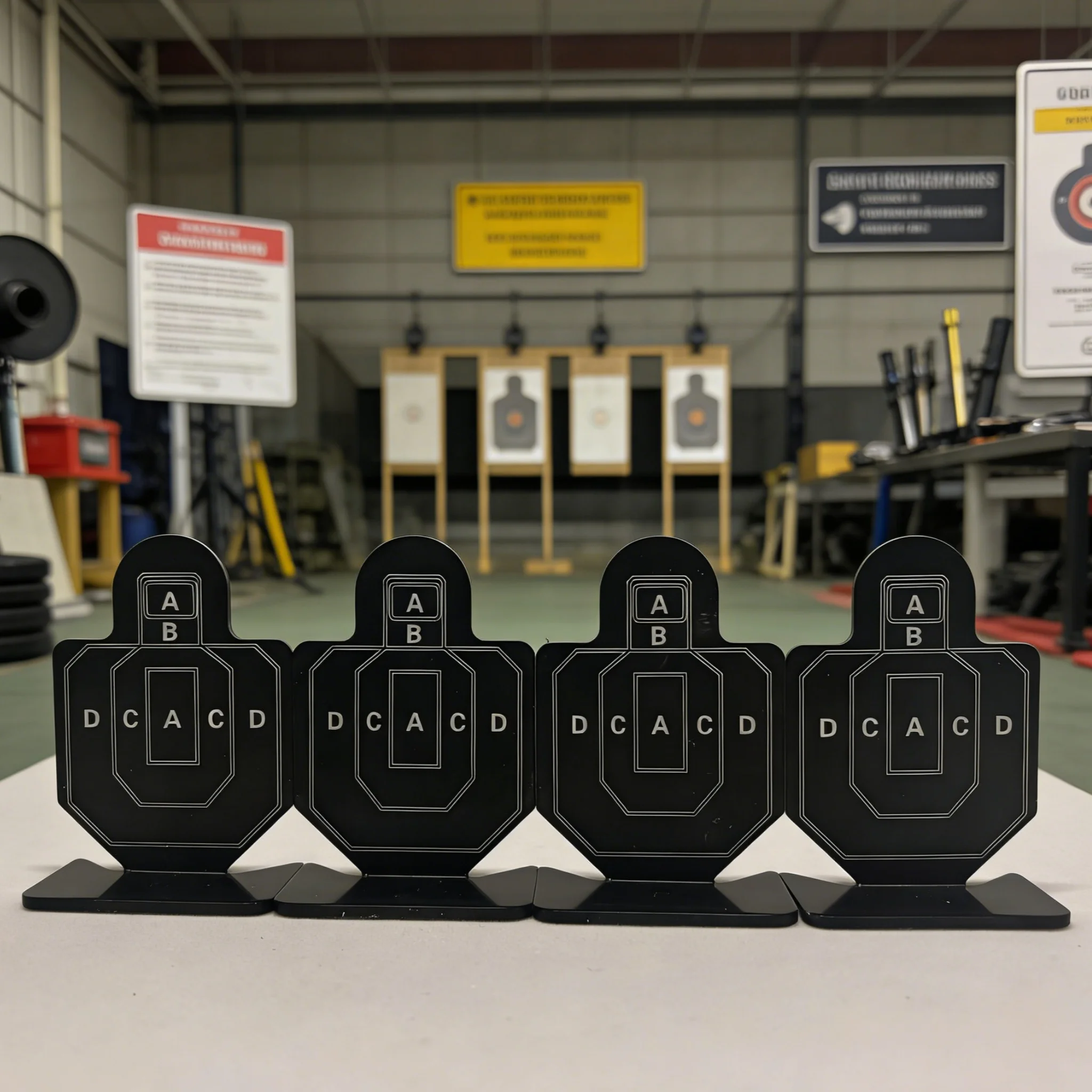 4-pack 2,36x1,57 inch herbruikbare metalen schietdoelen - Bullseye- en silhouetdoelen voor schietoefeningen (gebruik binnen/buiten)