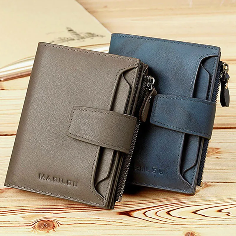 

Men's Leather Wallet Short Zip Multifunctional Driver's License Card Holder Soft Leather Wallet