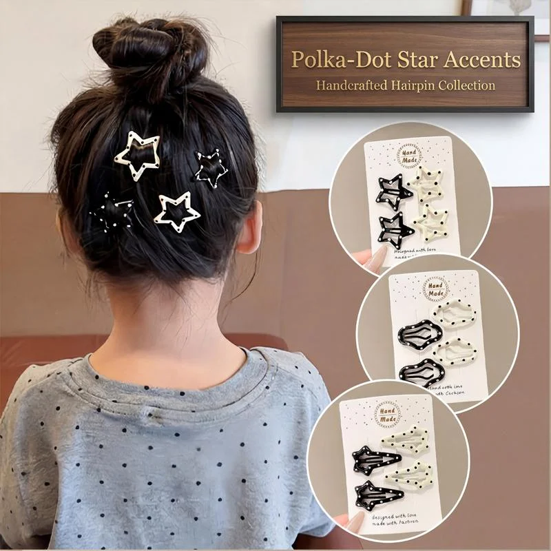 4/20 Stück ZYFHTT Einfaches Polka-Dot-Stern-Haarspangen-Set für Frauen, vielseitige Seitenklammer, modische Mädchen-BB-Clip-Haarnadel, Haaraccessoires – Detail 5