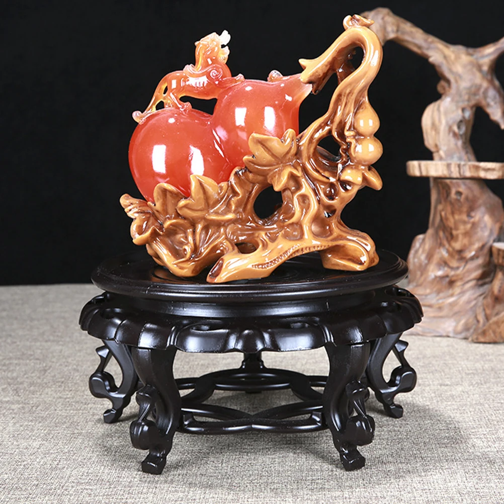 

Resin Wooden Holder Vase Statue Stand Base Black Flower Tray Support Rack Round Shape Durable Material Stable Base Versatile Use