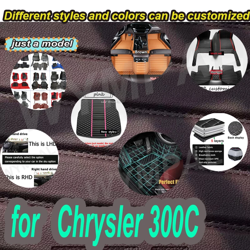 

LUXURY Custom Auto Luxury Leather Car Floor Mats For Chrysler 300C 2012 2013 2014 2015 Car Mats Full Set