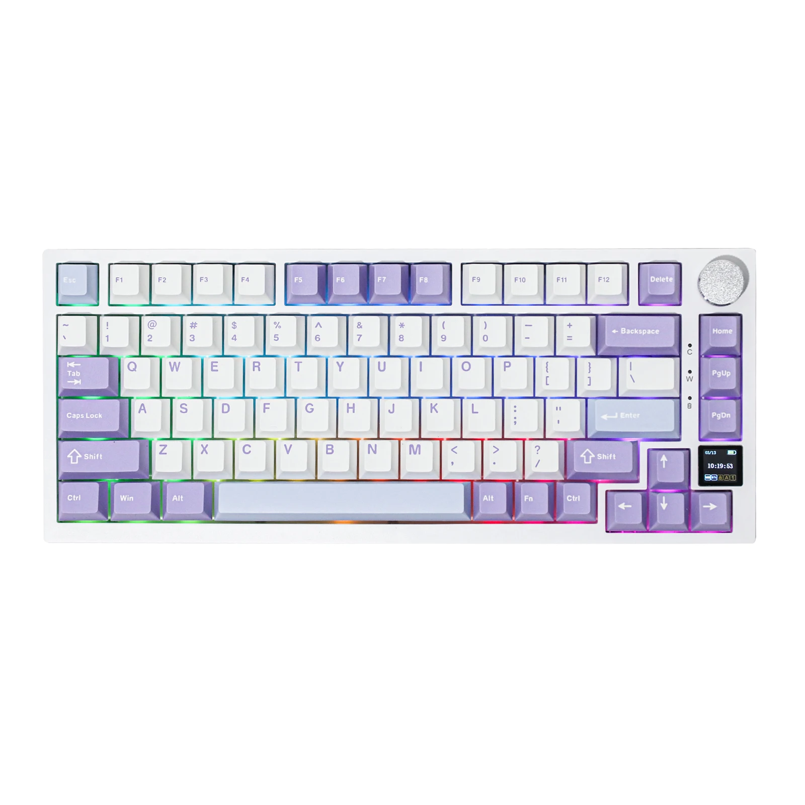 Ajazz AK820 Pro 75 % an der Dichtung montierte Bluetooth 5.1/2.4G kabellose/kabelgebundene mechanische Tastatur mit TFT-Bildschirm für Mac/Win – Detail 10