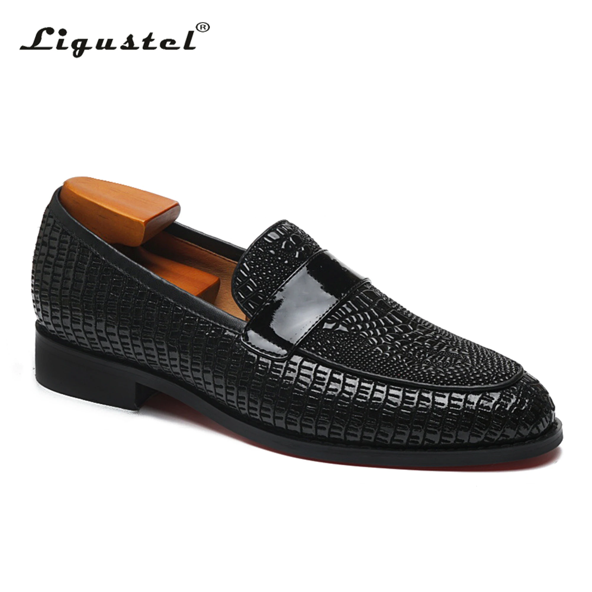 Ligustel Shoes for Men Designer Black Formal Dress Shoes Male Original Loafers Luxury Wedding Party Red Bottom Shoes Plus Size 1