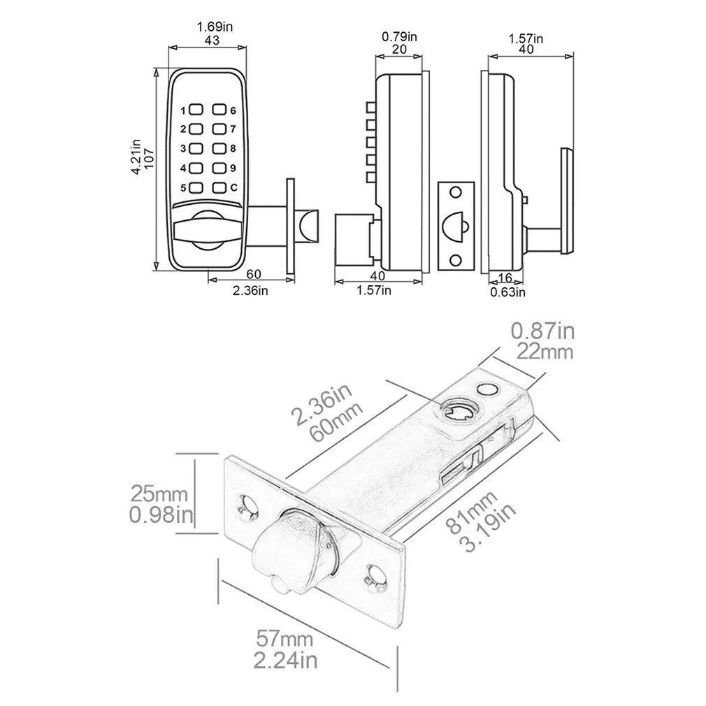New 380B Digital Password Door Lock Mechanical Code Keyless Entry Door Lock Waterproof Generation Password Electronic Lock