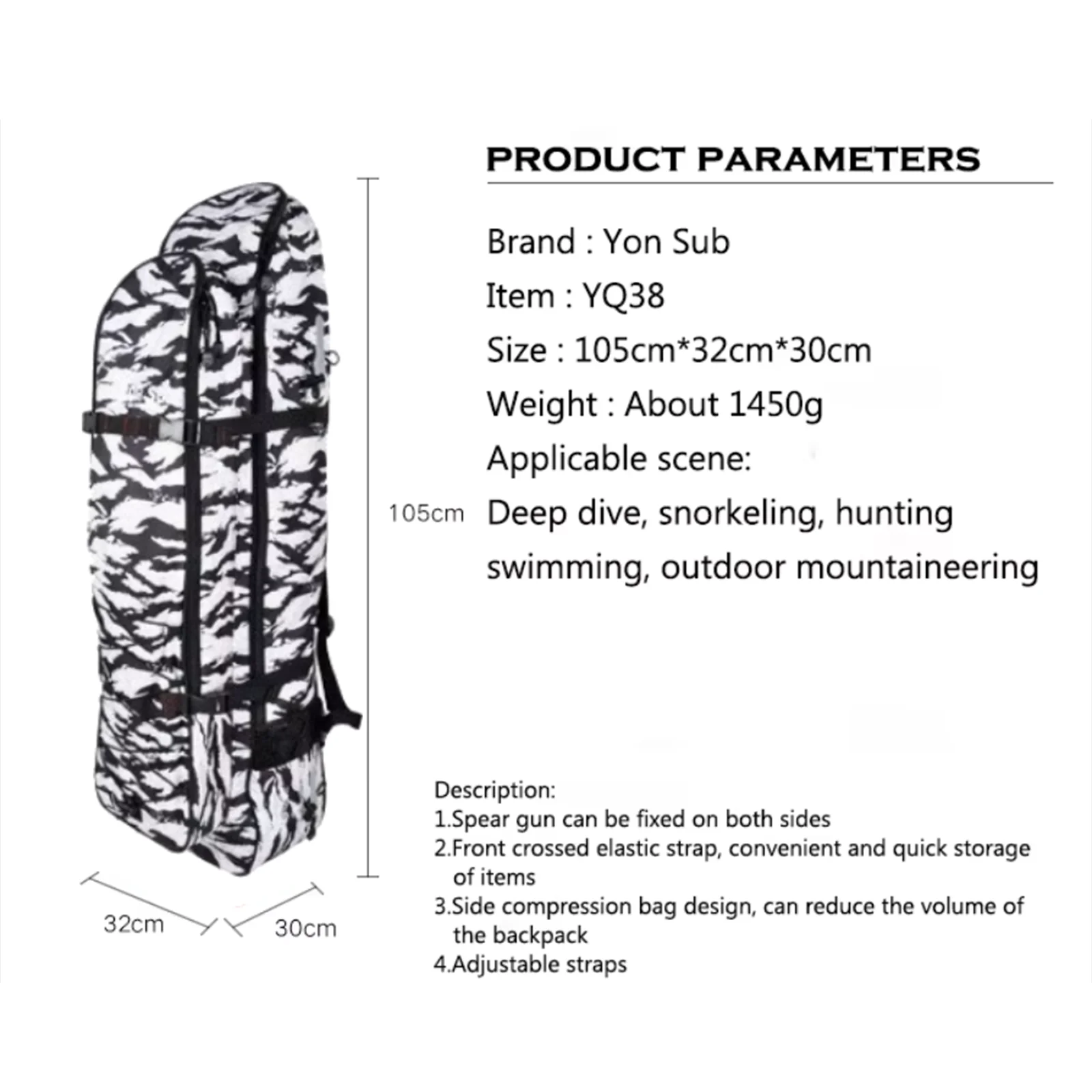 

Long Fins Bag Quick Access Nylon Zipper Closure Utility Backpack Snorkeling Fins Carry Backpack Flippers Bag for Outdoor Fishing