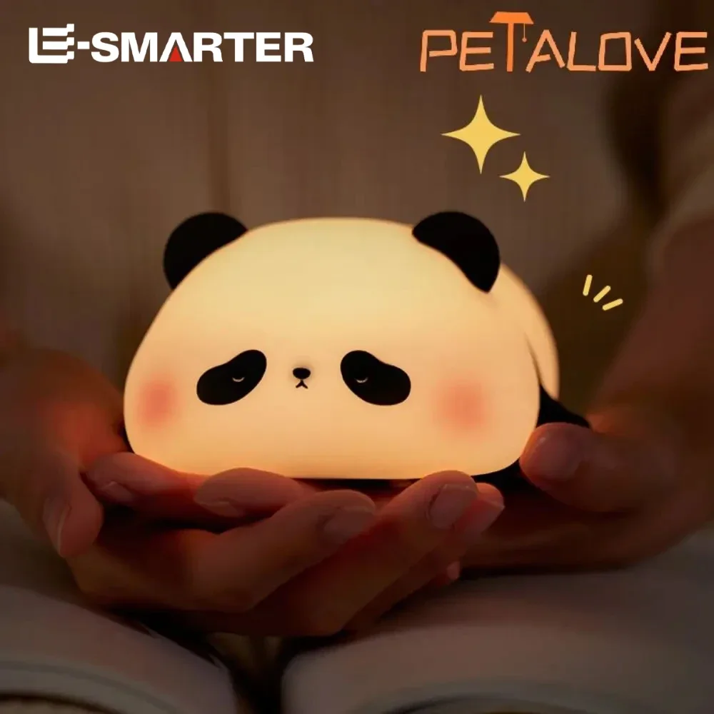 

Cute Night Light Panda Lovely Christmas Holiday Birthday Gift Soft Silicone Lamp Pat Warm Coloful Light Recharge Bedside Decor
