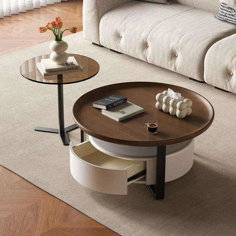 Modern Solid Wood Adjustable Height Coffee Table Customized Color Luxury Design for Small Apartment Nordic Farmhouse