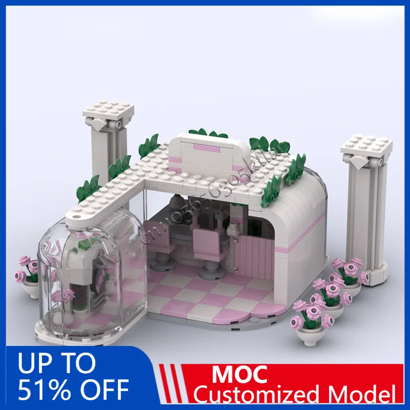 479 PCS House Street Seaside Vaporwave Cafe MOC Customize Modular Building Block Popular Creative Design DIY Christmas Toy Gift