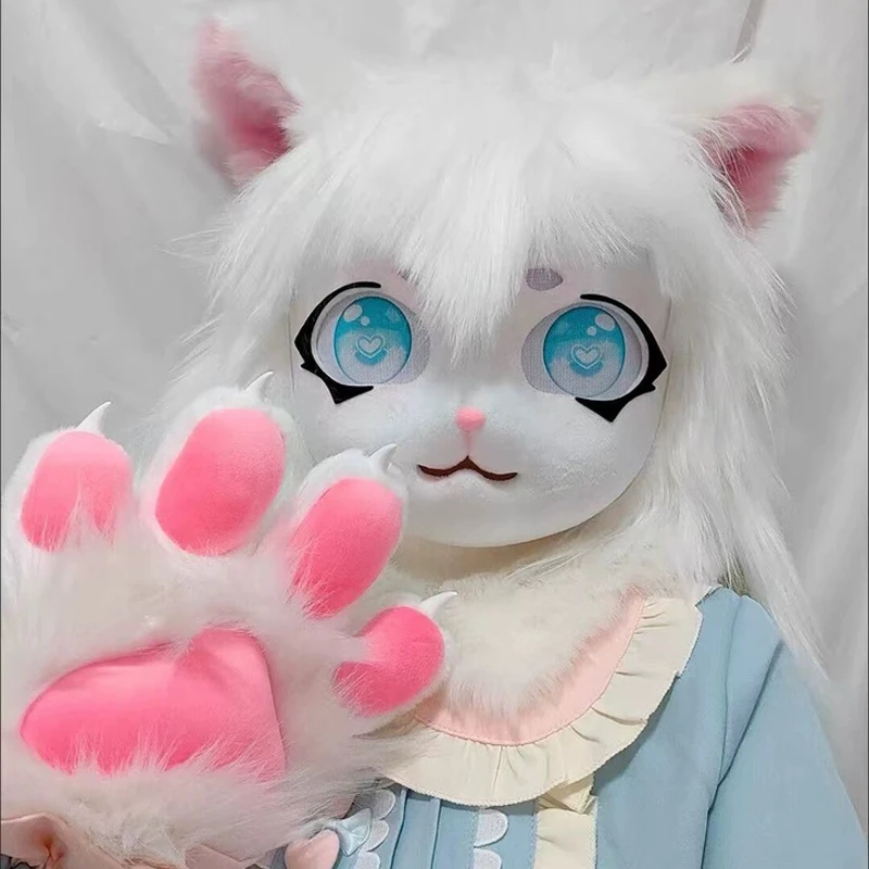 Fursuit Kigurumi سماعة فروي تأثيري حلي رئيس قاعدة الكفوف الذيل Comiket فروي المطاط دمية القط دمية كيغ زي الحيوان