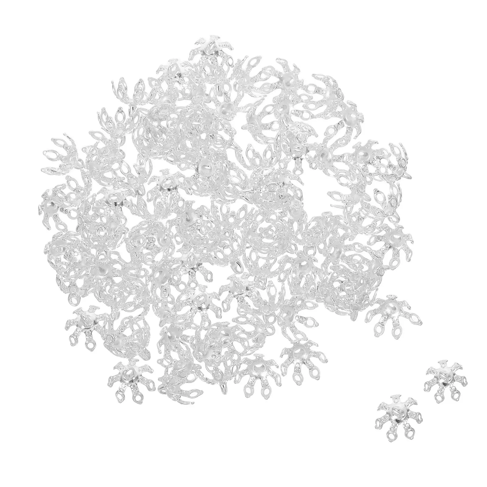 

100Pcs Flower Shaped Copper Bead Caps 10Mm Smooth Finish Seven-Claw Secure Structure Metal Spacer Beads for Professional Jewelry