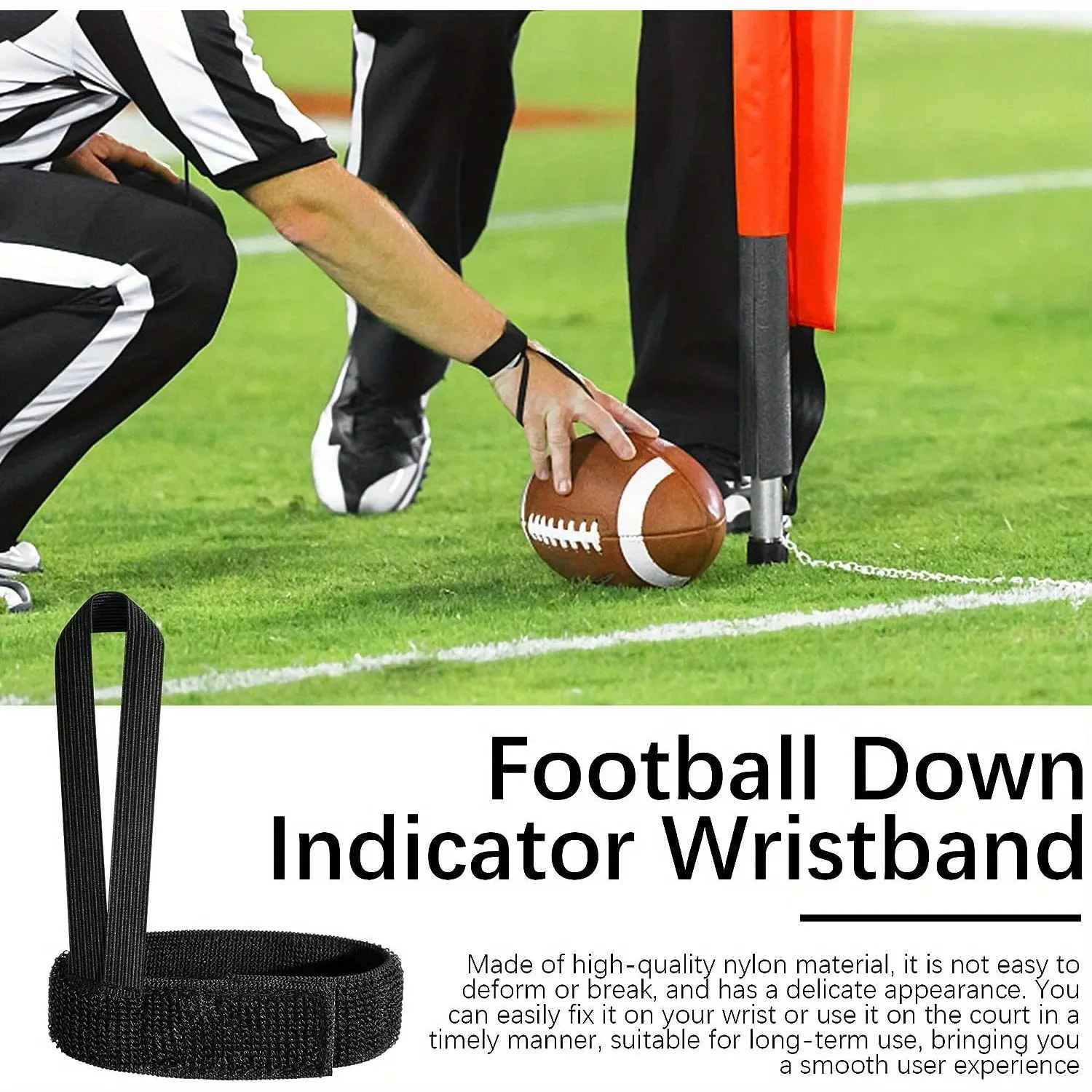 1/4PCS football field marker indicator wristband, black football team down indicator football wristband referee wristband length