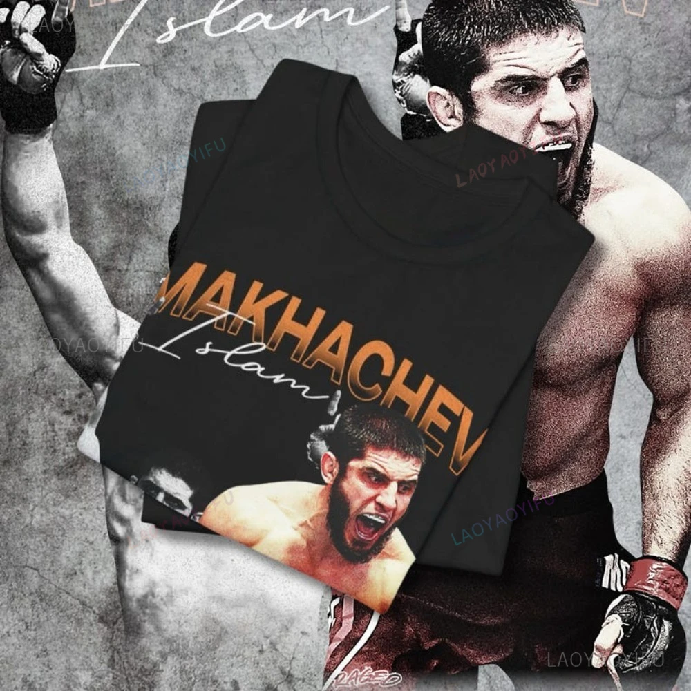 

Русские смешанные боевые искусства Ислам Махачев Боксер Ретро Уличная одежда Повседневная мода Свободная летняя мужская футболка Harajuku Y2K