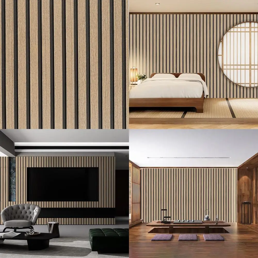 

Brown Peel and Stick Wood Slat Wallpaper - 17.5 x 500 Self-Adhesive for Easy Wall Decoration and DIY Wood Paneling
