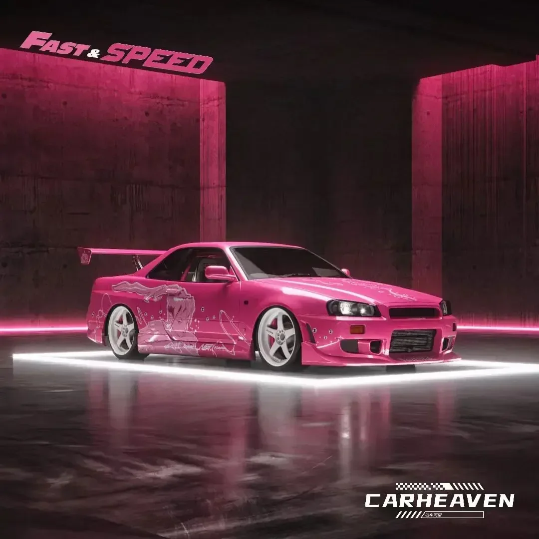 

Быстрая скорость FS 1:64 Skyline High Wing Car Heaven Suki Pink limited 999 литая модель автомобиля