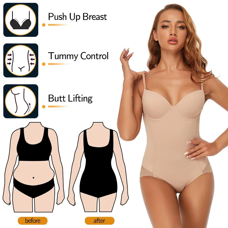 Shapewear Bodysuits for Women Tummy Control Slim Full Body Shaper Built-In Bra Camisole Tops Waist Trainer Slimming Underwear