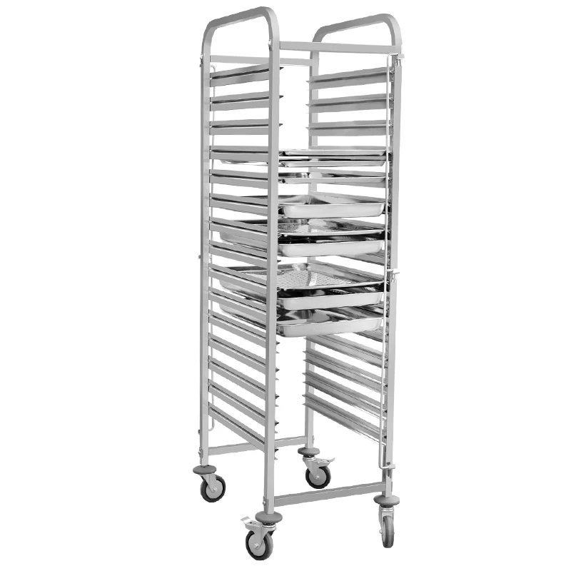 Multilayer Stainless Steel Bakery Bread Cooling Trolley / Tray Rack Trolley