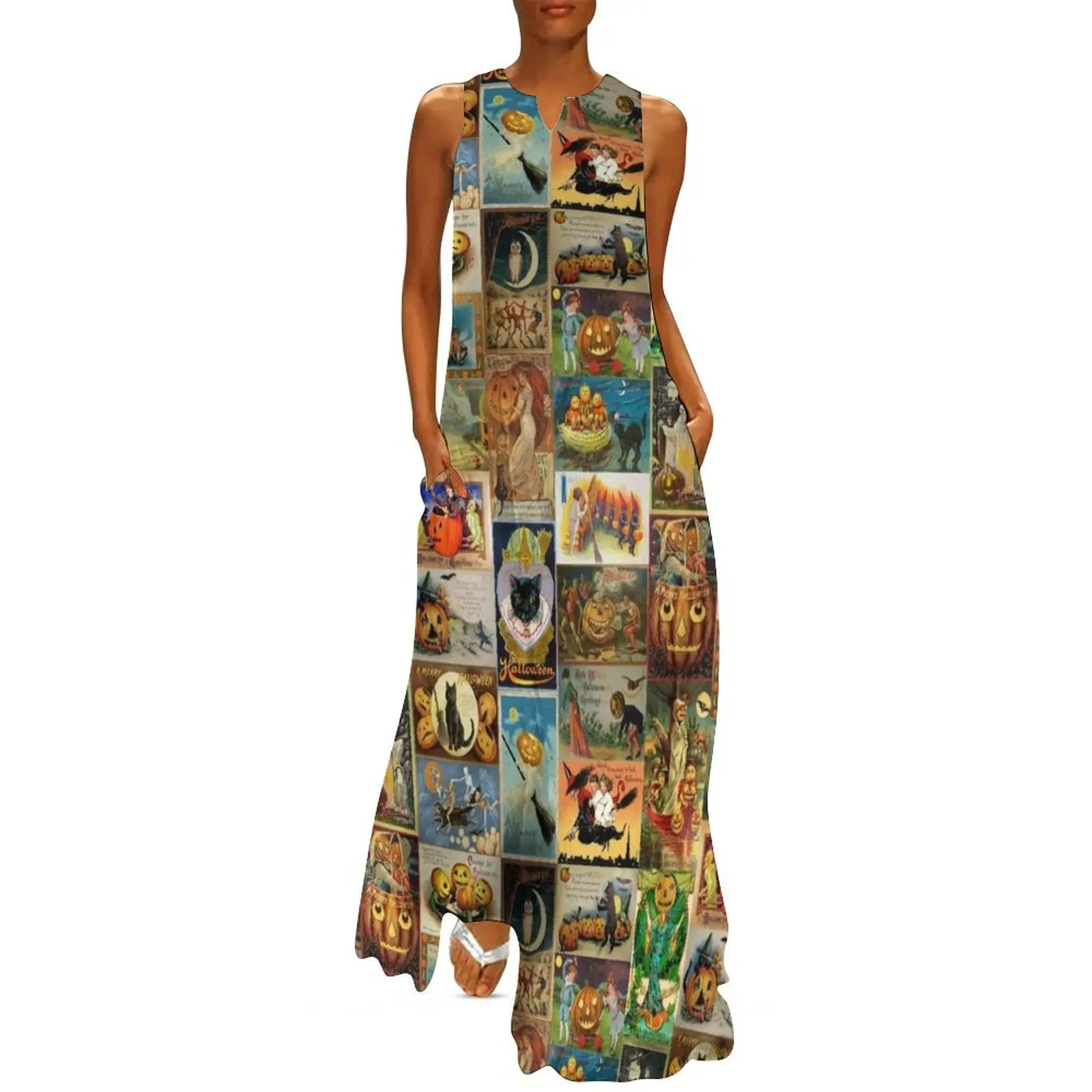 Vintage Halloween Greeting Card Collage Long Dress summer dress dress for women Bride dresses